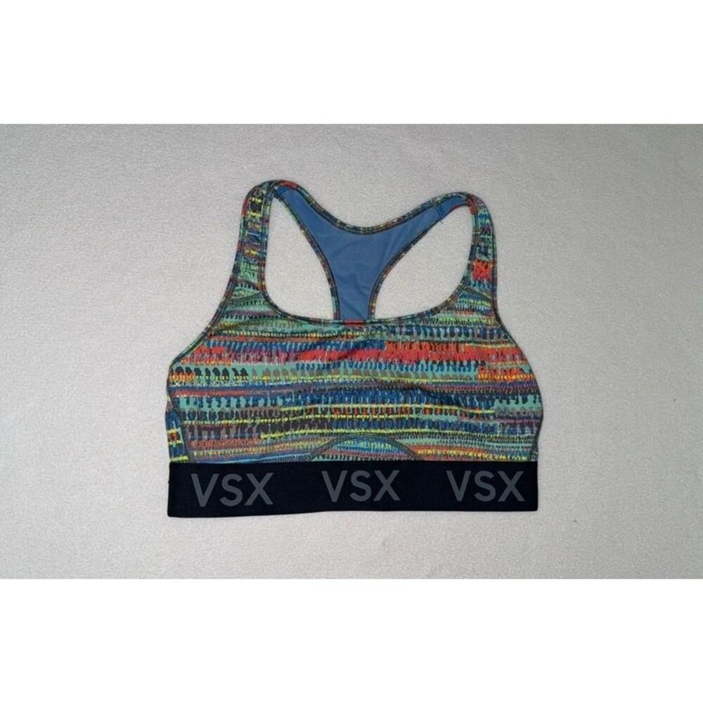 Victoria's Secret VSX Strappy Racerback Sports Bra Patterned Multi Color L